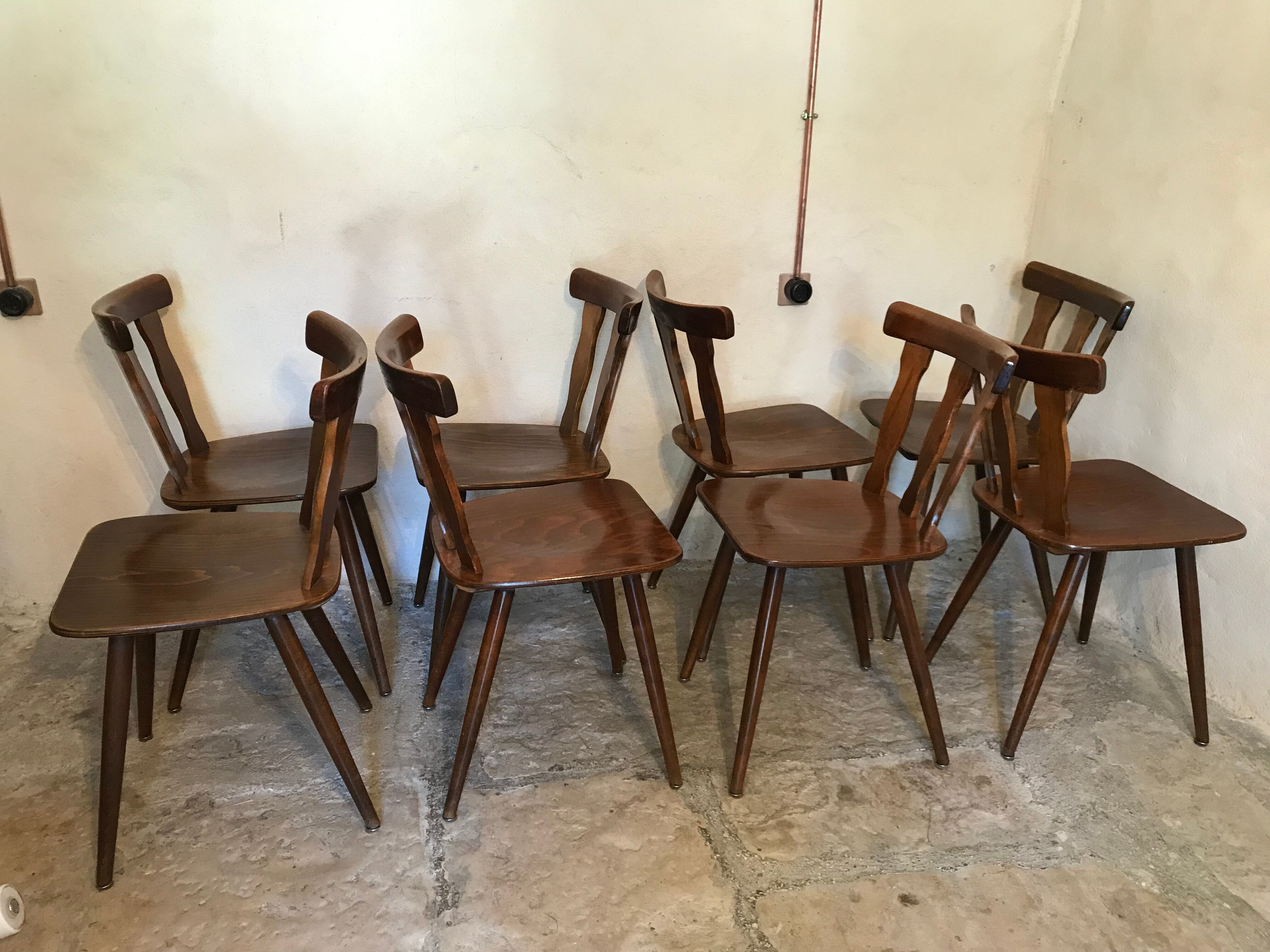 Set of 8 vintage brasserie chairs