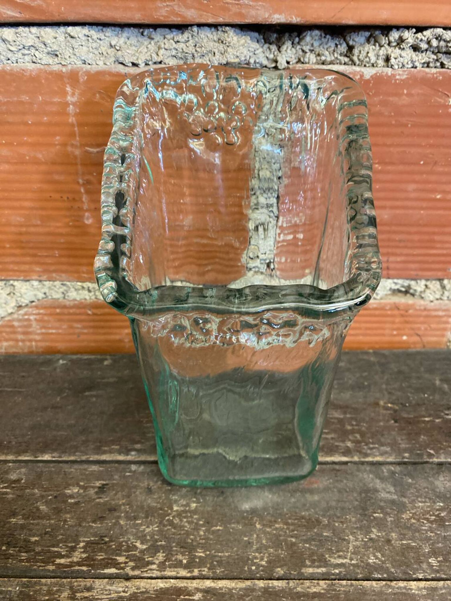 Vase Ancien Design Cascade Verre Bullé Vintage #C868