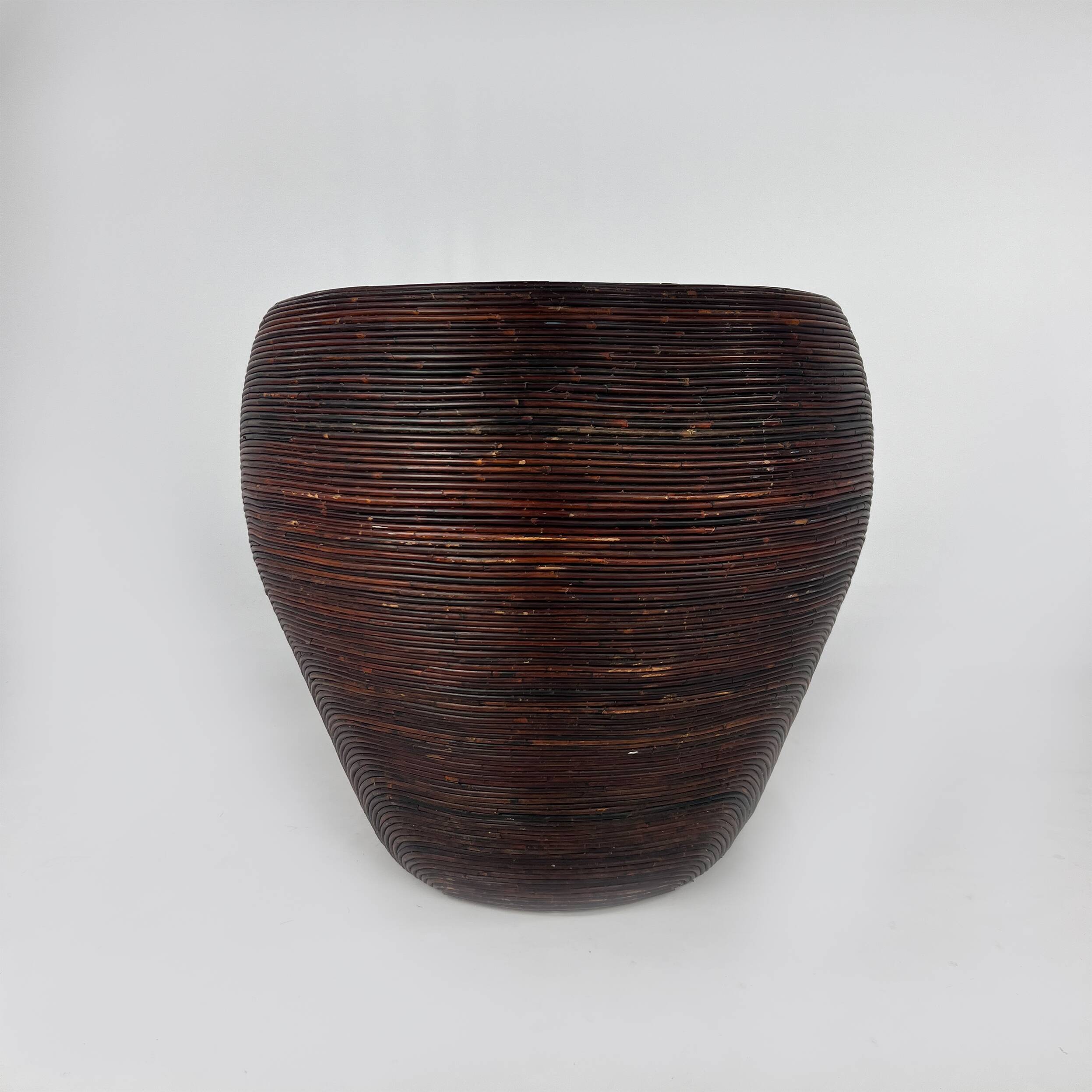 Vintage Italian Wicker Lounge Chair in the style of Gabriella Crespi, 1960s