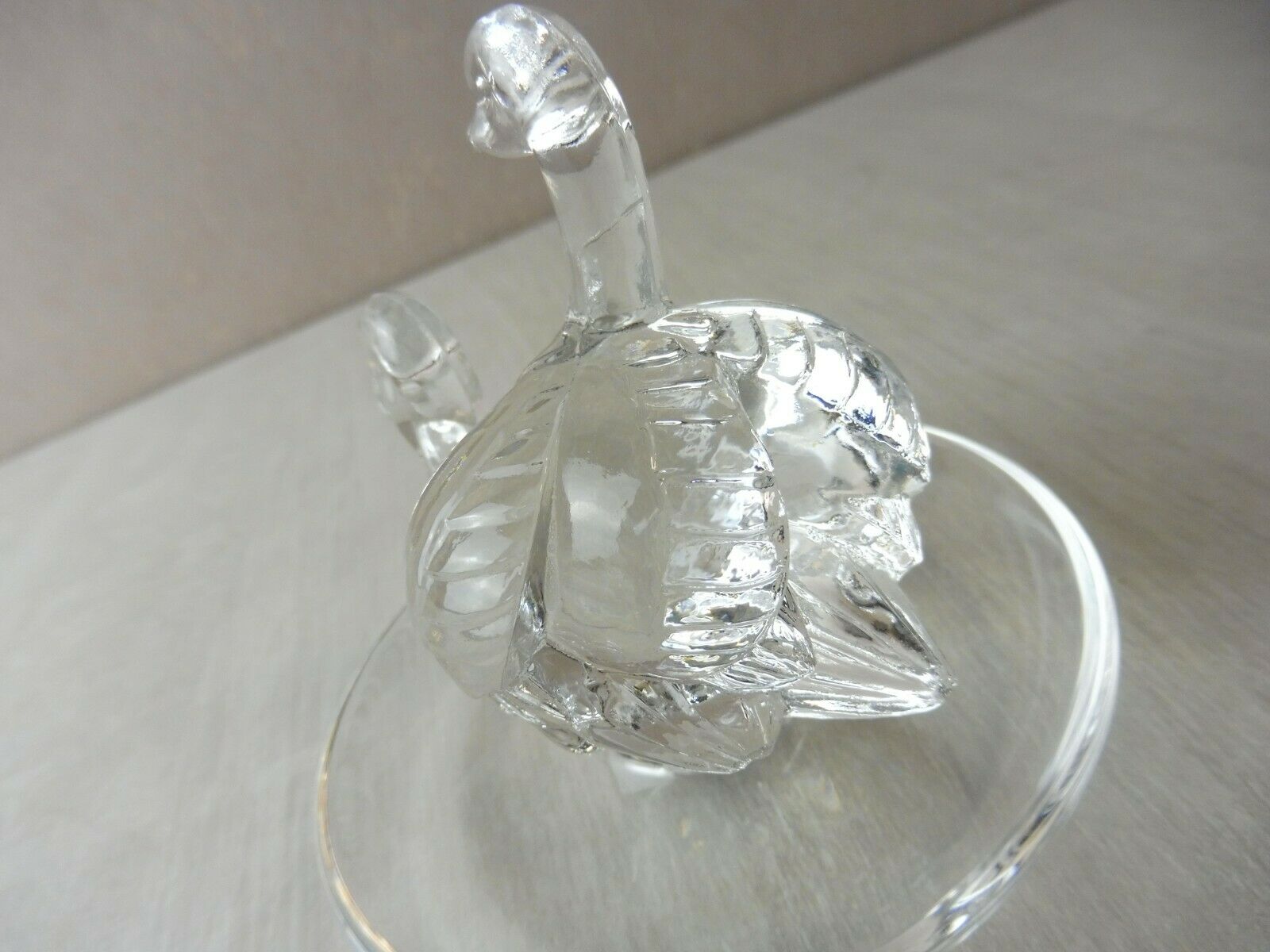 Old crystal ring, decoration couple of swans, from Lalique