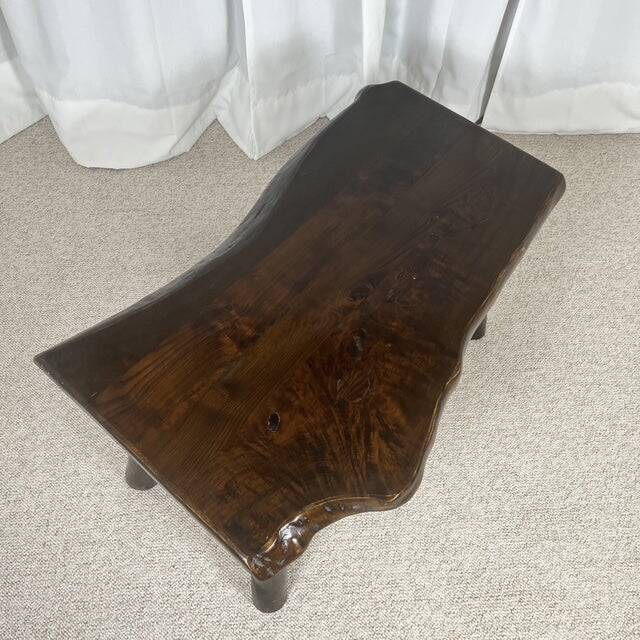 Rustic solid wood coffee table, Wabi-Sabi style, 1970s.