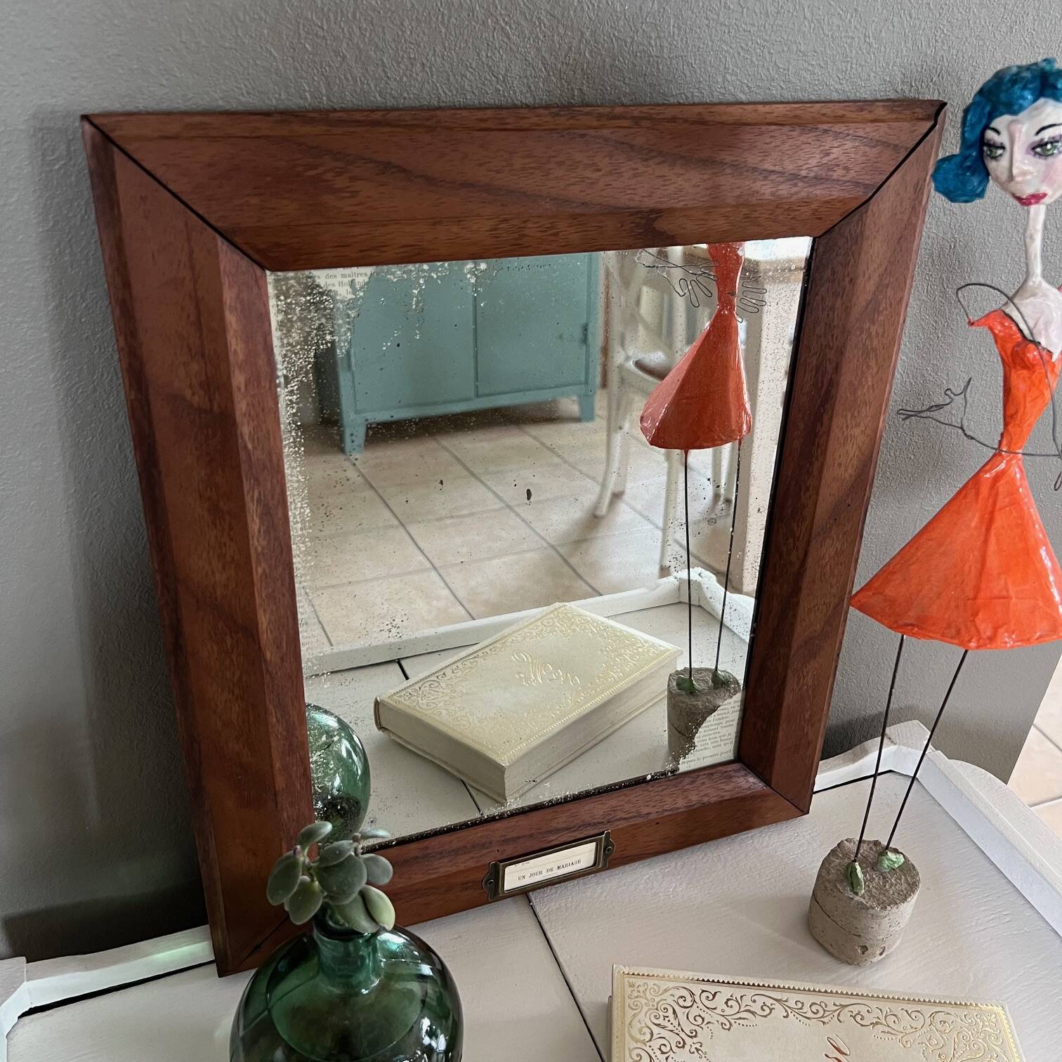 Antique wooden mirror “Wedding day”