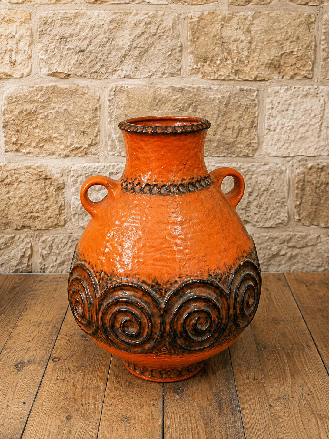 Important glazed ceramic vase, baluster-shaped with a generous body.