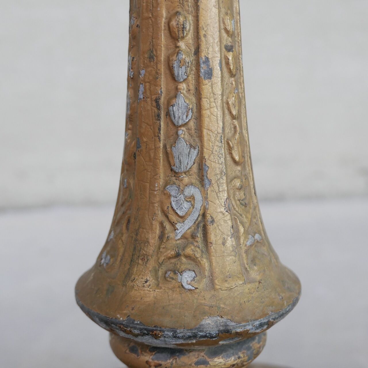 Art deco french wooden and metal gilt floor lamp