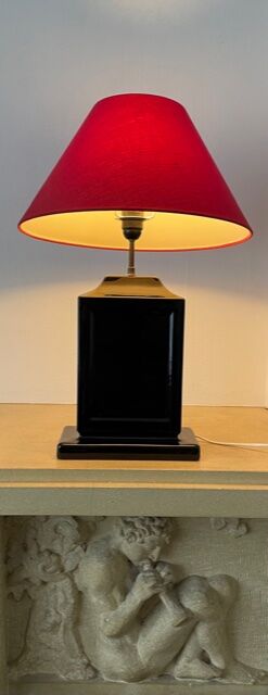 Vintage black ceramic lamp base 1980