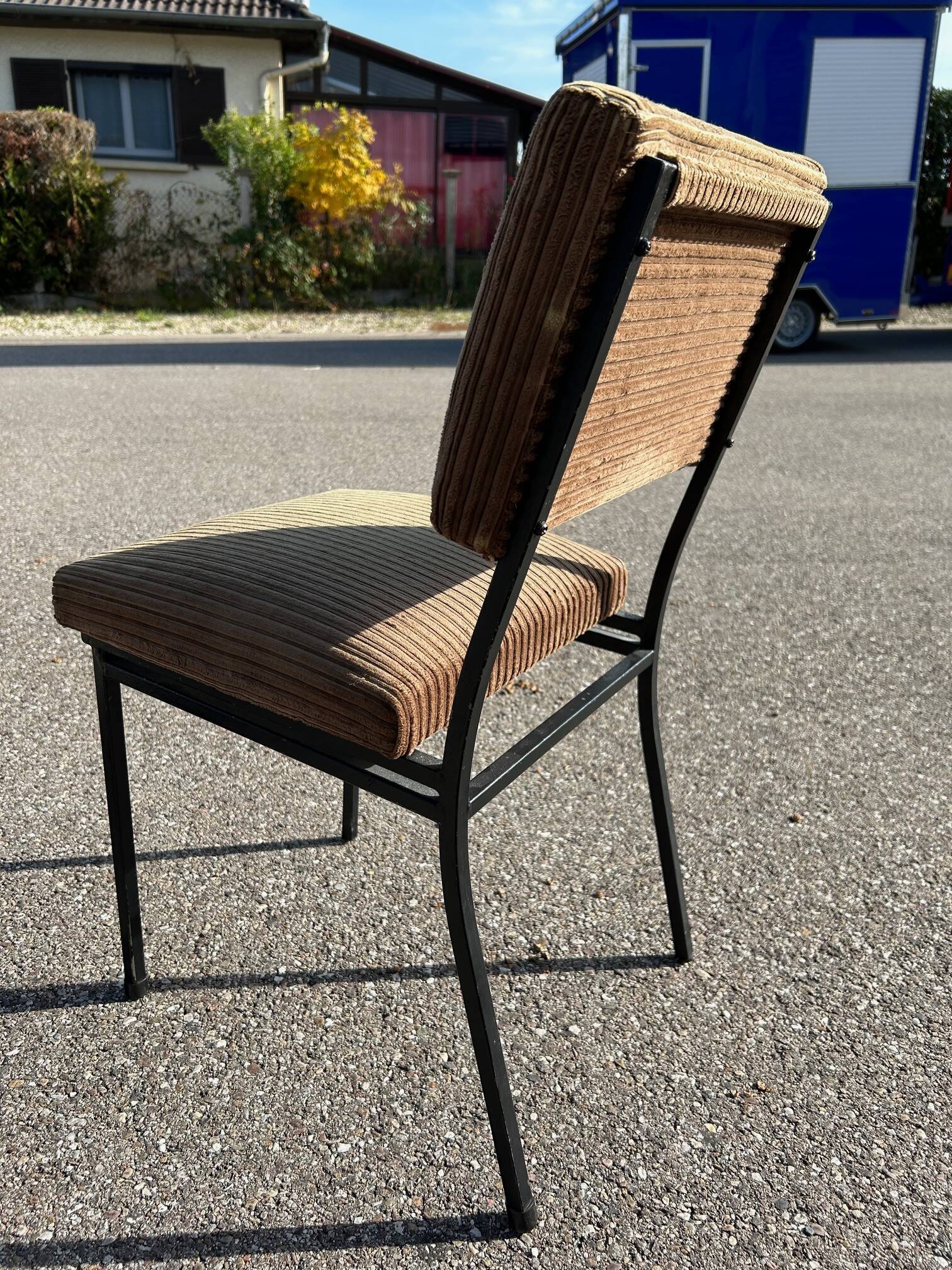 Vintage metal and velvet chair 1950