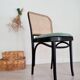 Chaises bistrot bois courbé noir, cannage et velours