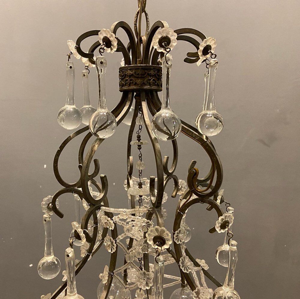 Vintage italian light pendant with murano glass drops