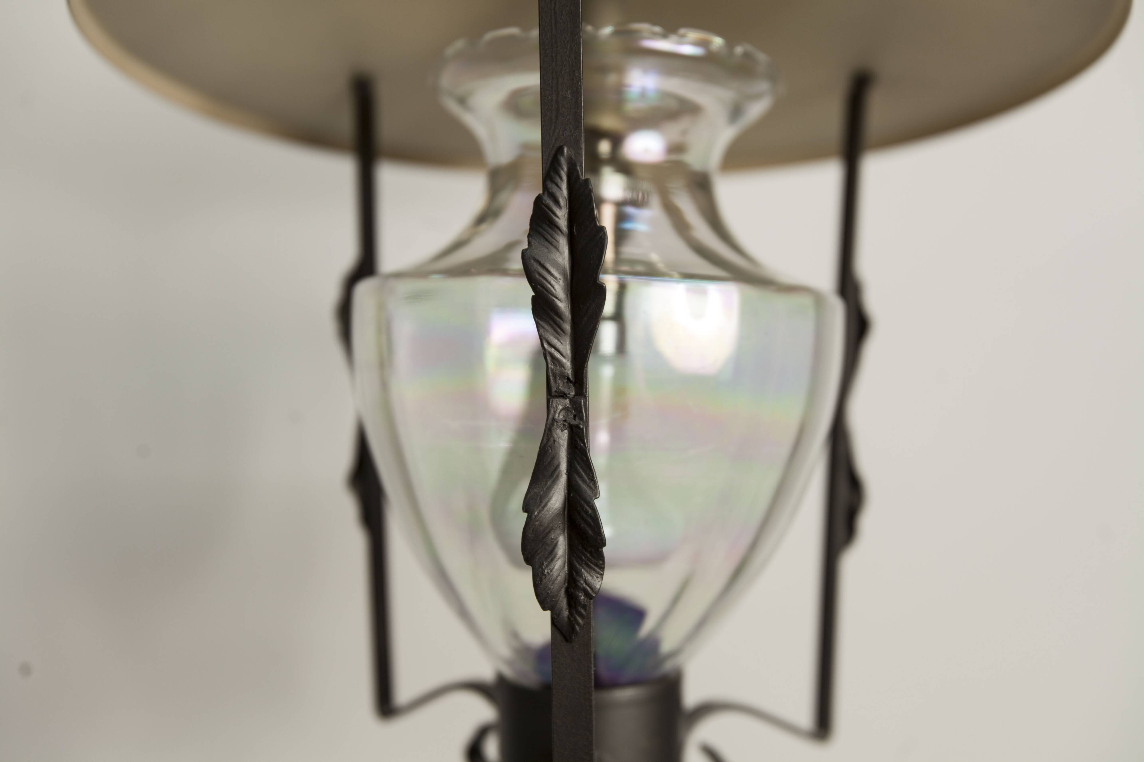 1960s lantern ceiling light with iridescent glass.