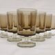 Vintage 70s stemmed glasses, lot of 10 smoked Luminarc verrines
