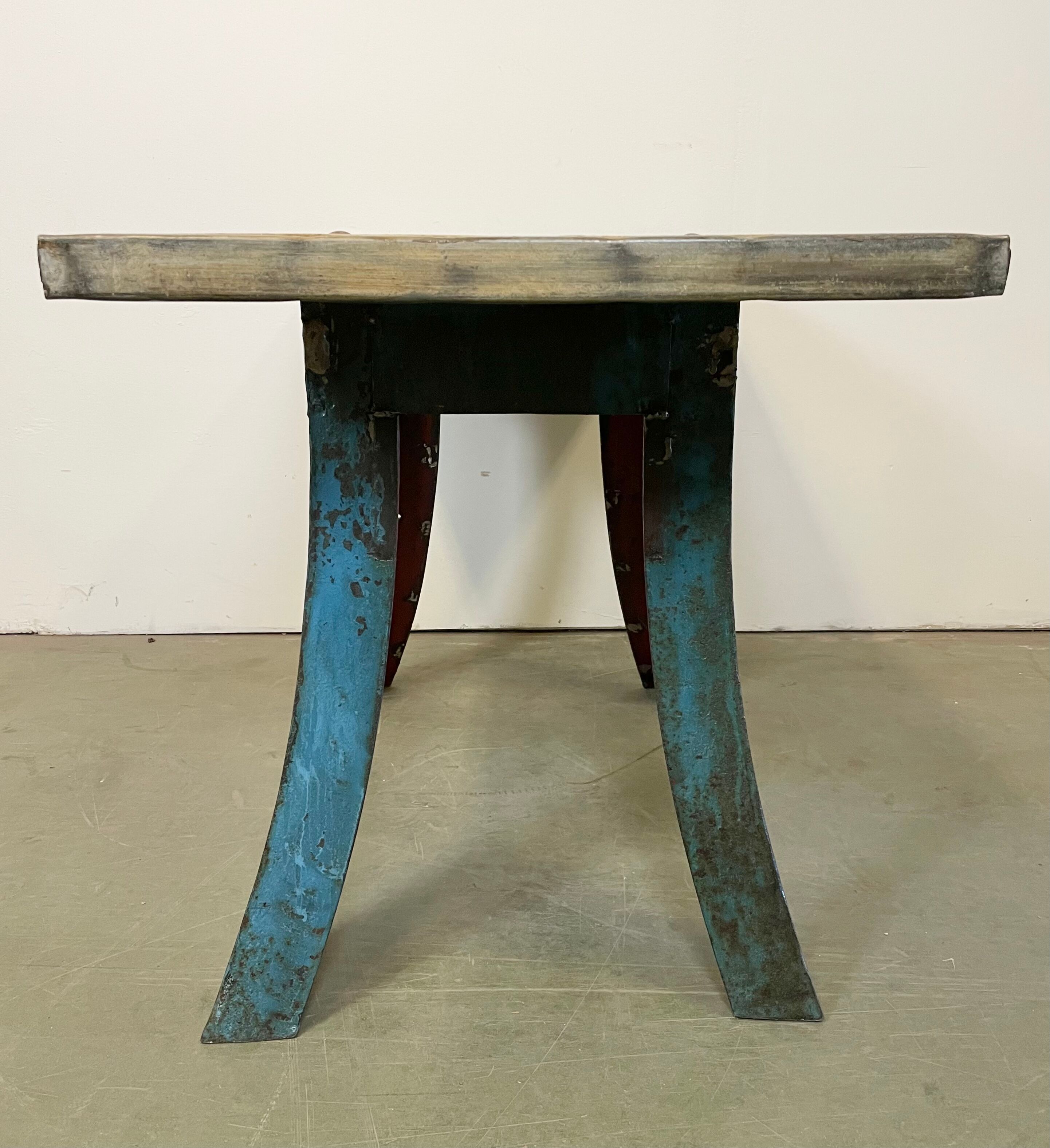 Blue Industrial Dining Table, 1960s