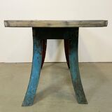 Table à manger industrielle bleue, années 1960