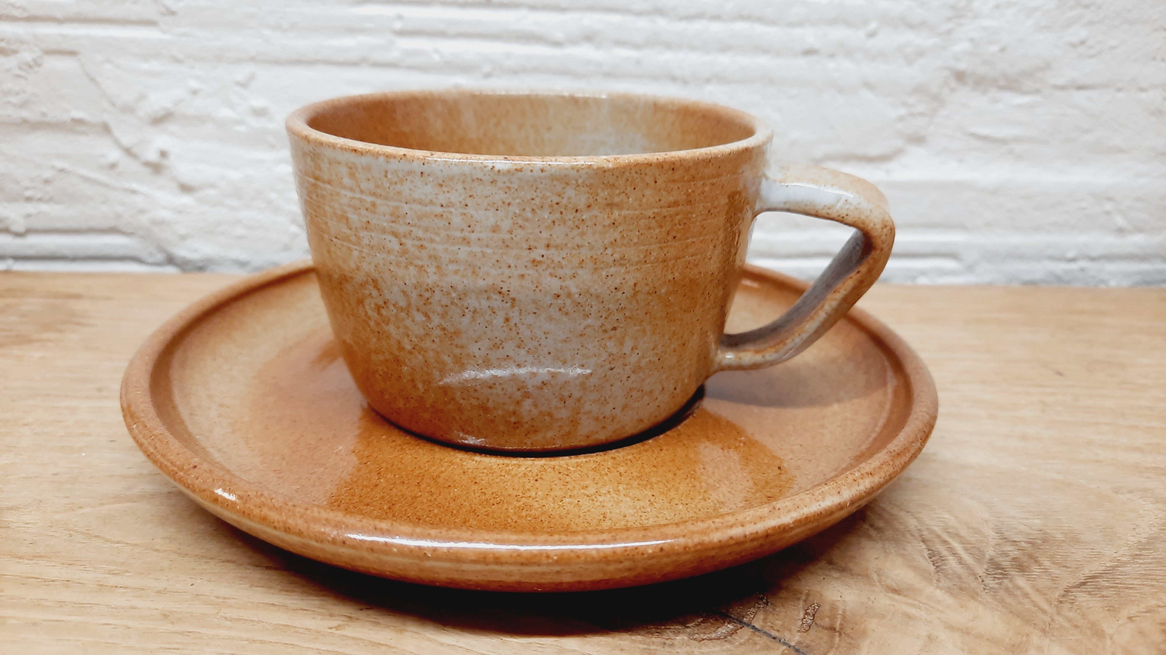 Set 6 cup glazed sandstone