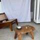 Small side table or stool in blond teak H:30 L43 l27