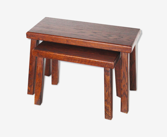 Ensemble de 2 tables de nidification en bois de chêne massif