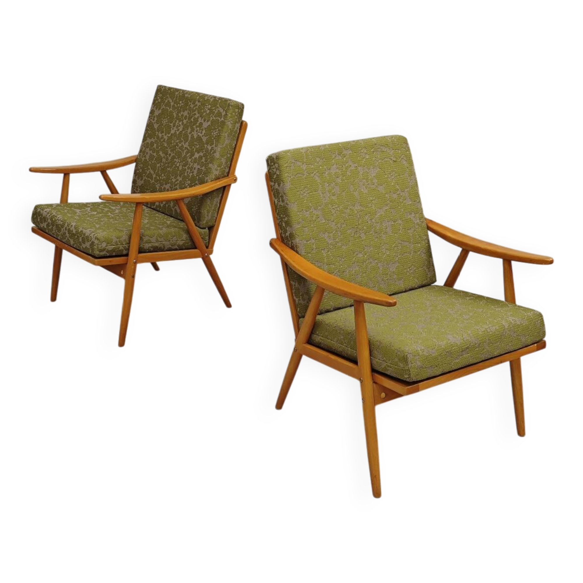 Pair of "boomerang" armchairs by Antonin Suman for Ton "Thonet" 1960
