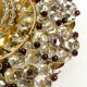 Mid Century Modern ceiling lamp made of glass stones and brass frame