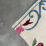 White and blue floral wool rug