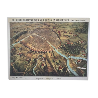 Historic map of Paris in 1870. Beautiful reproduction to frame
