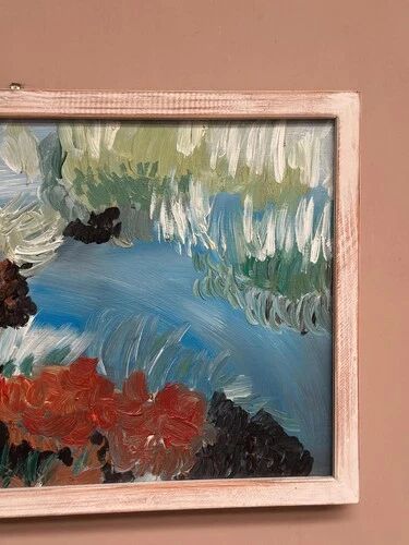 Mid-Century Oil on Panel “Sheeps” by B dahl Framed 45x37 cm (17.7" x 14.5")