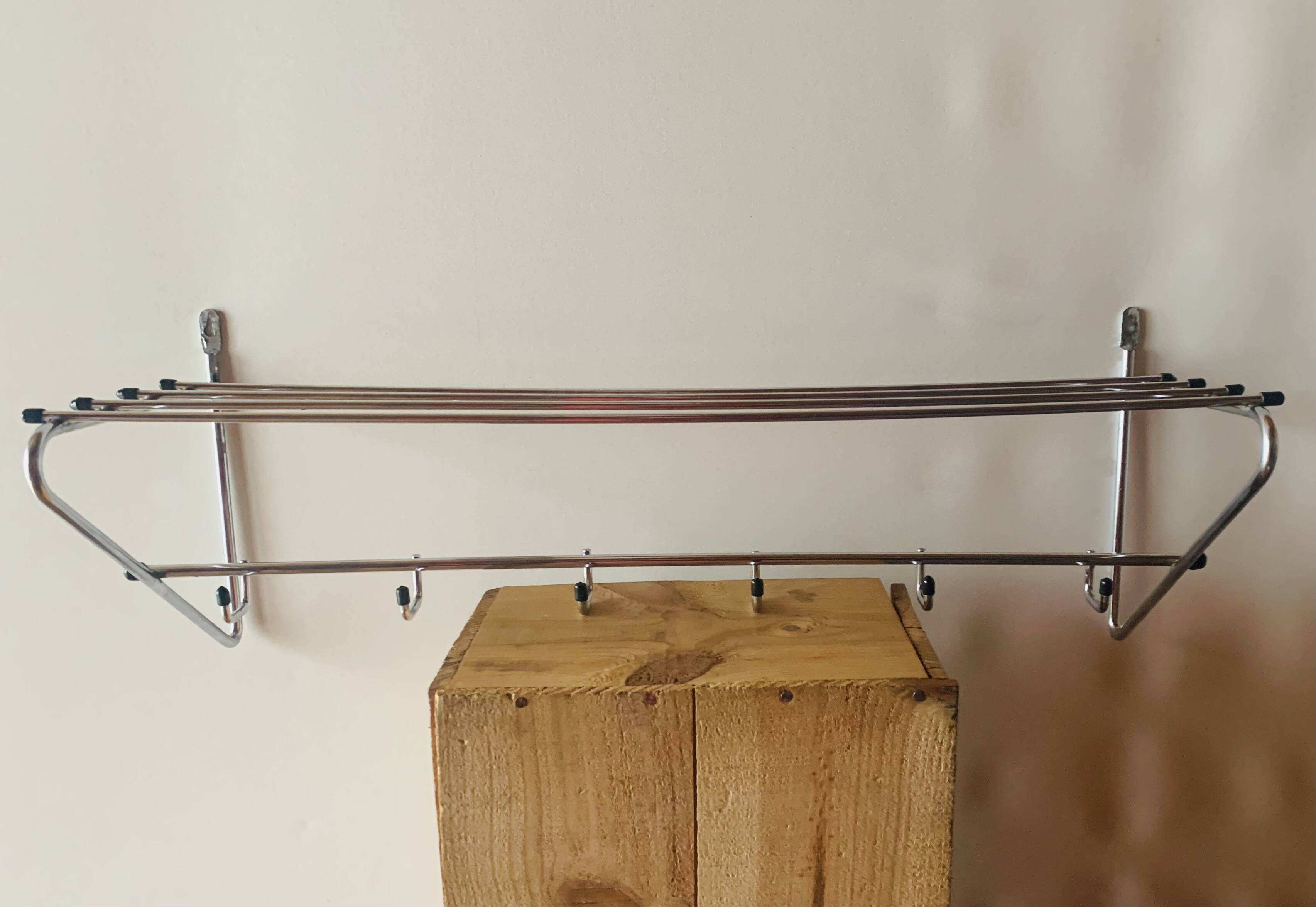 Vintage steel wall coat rack - 6 hooks