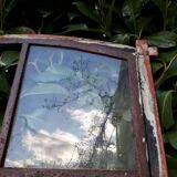 W84xH137.5 industrial curved metal glass frame window