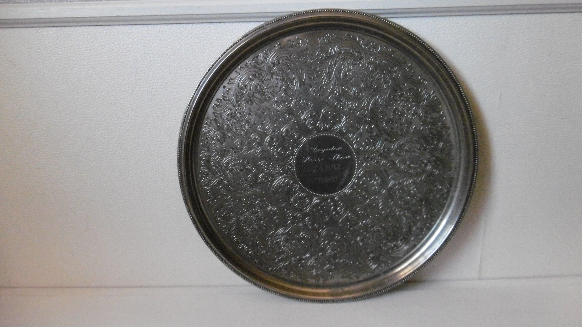 English trophy silver metal tray