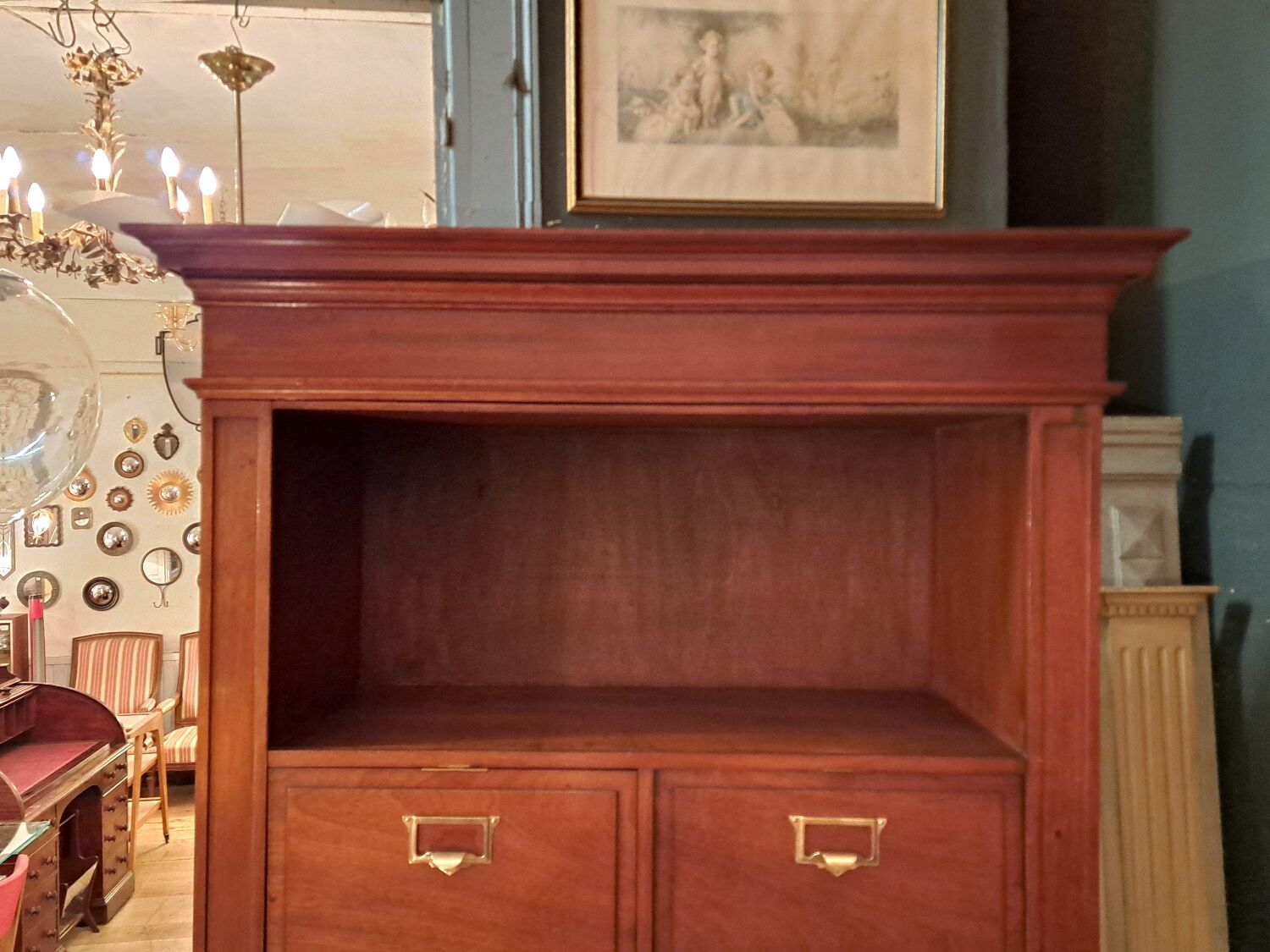 Mahogany notary desk with flaps