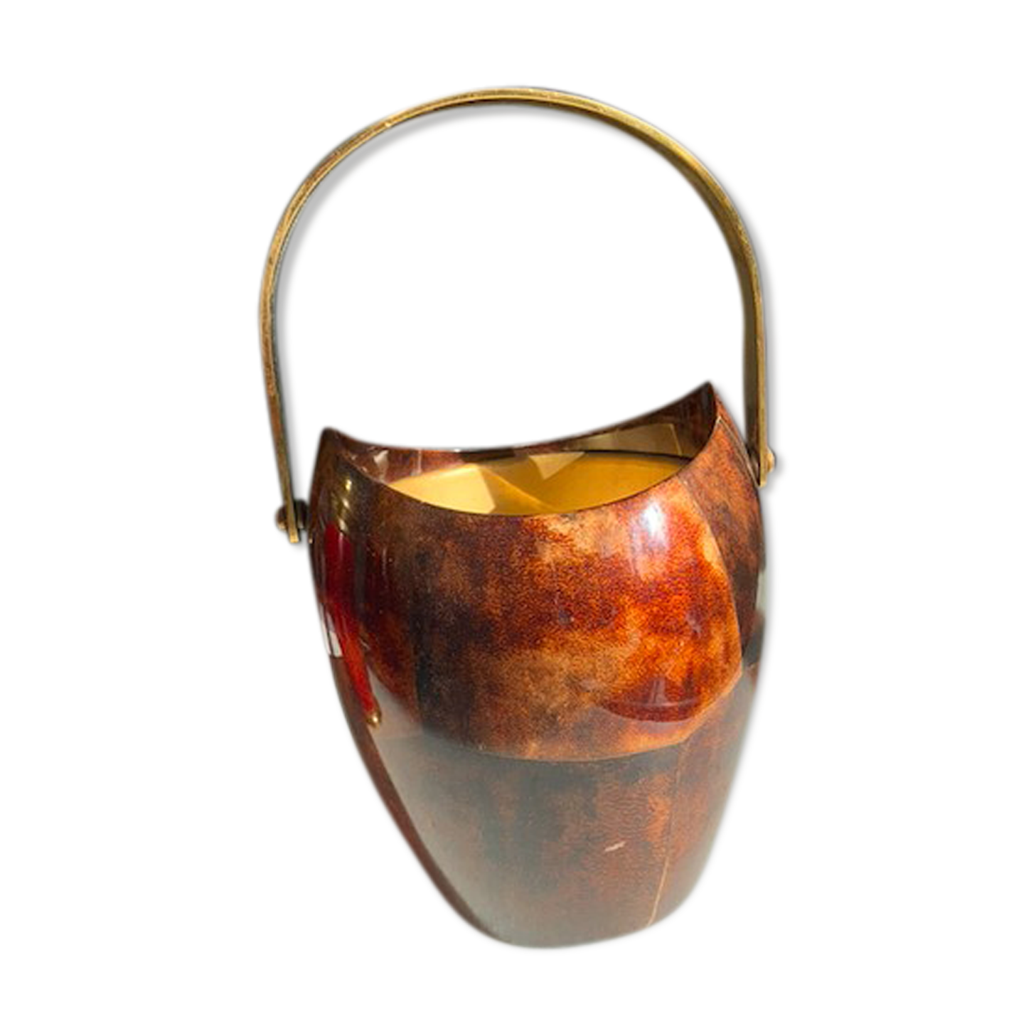 Pparchment and brass ice bucket