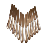 12 couteaux de table en métal argenté brillant 1950