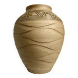 Vase en grès beige et vert