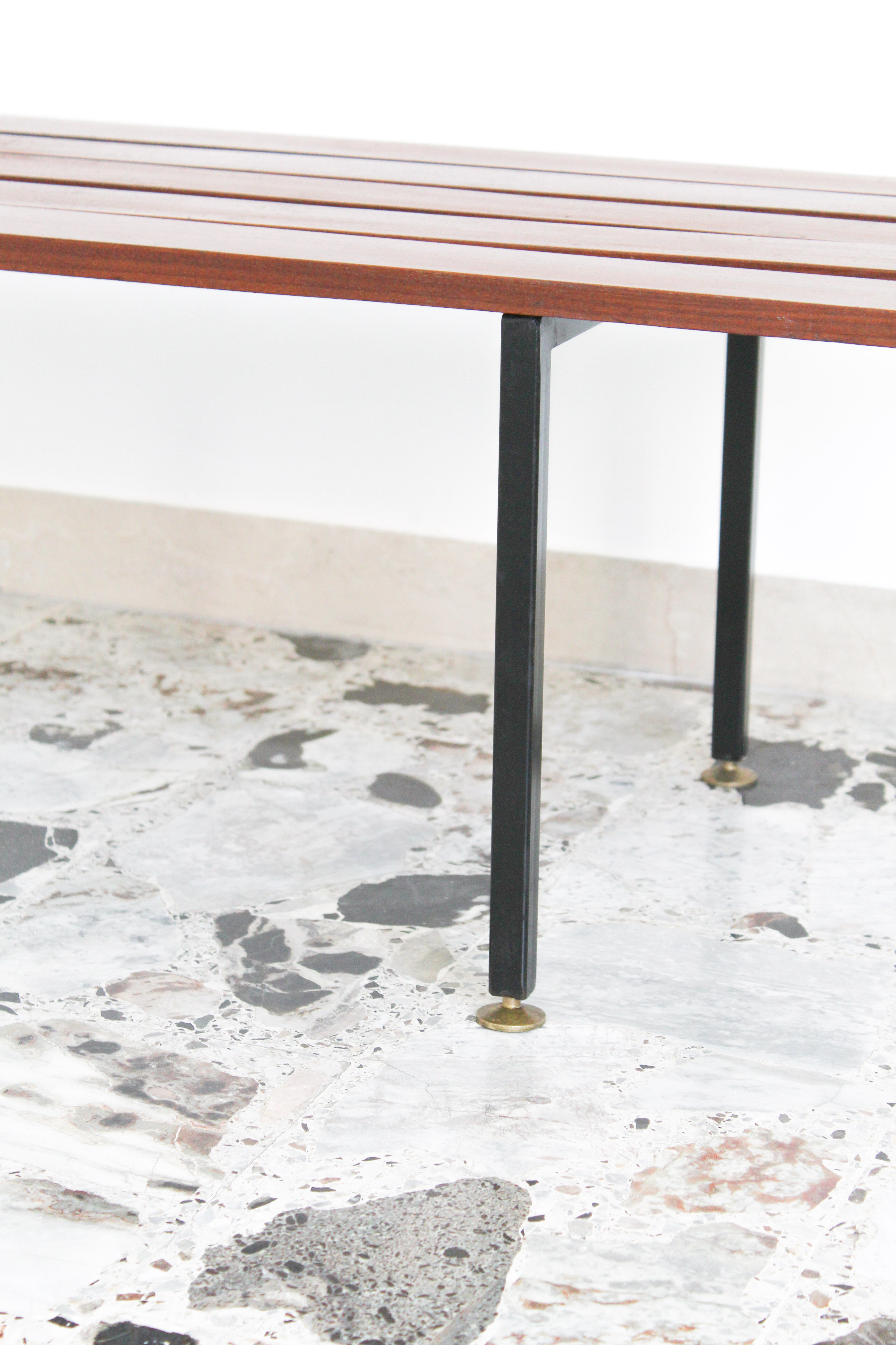 Rosewood and metal bench, Italy 1970s