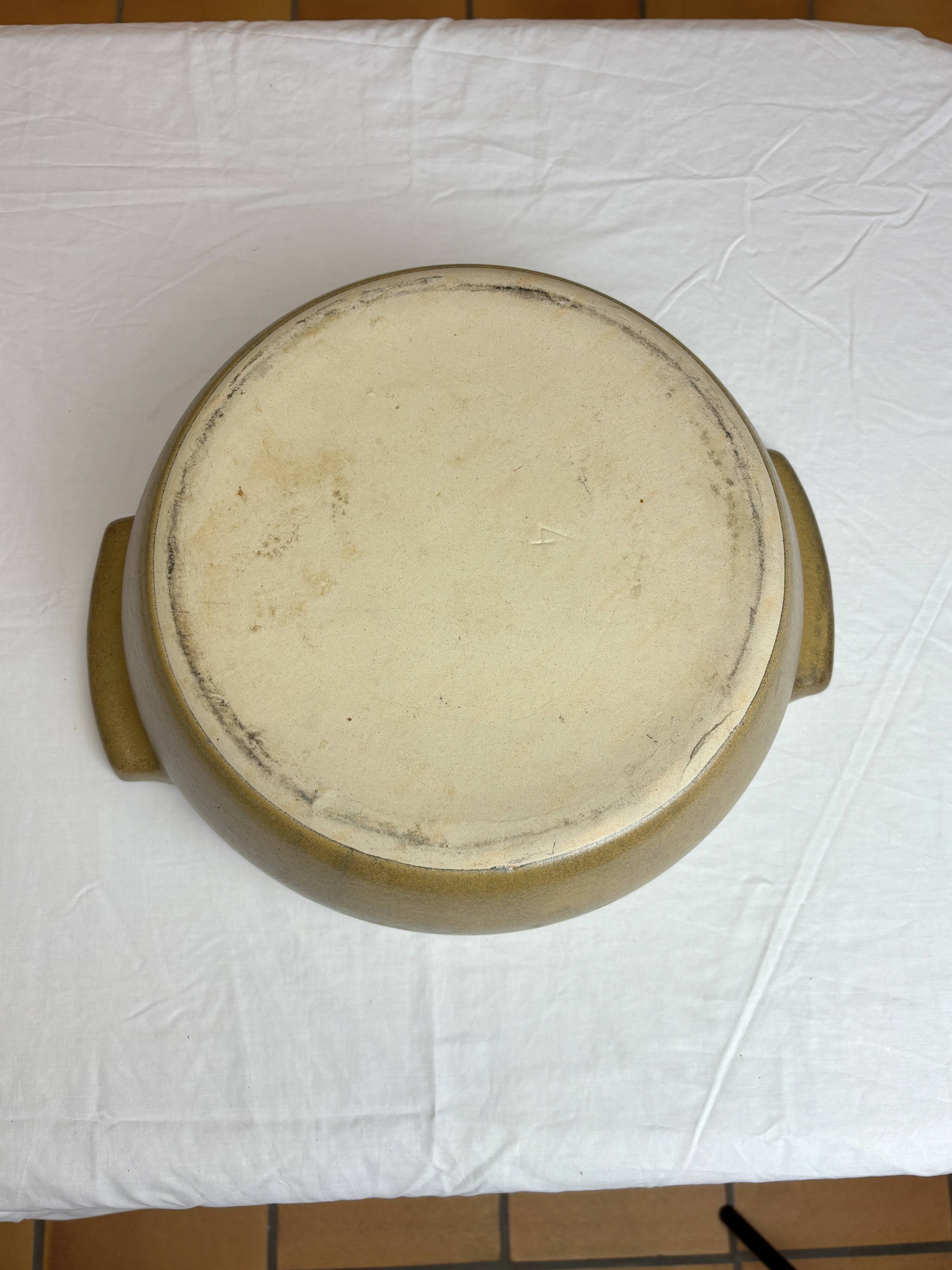 Grande bassine type vasque en grès artisanal