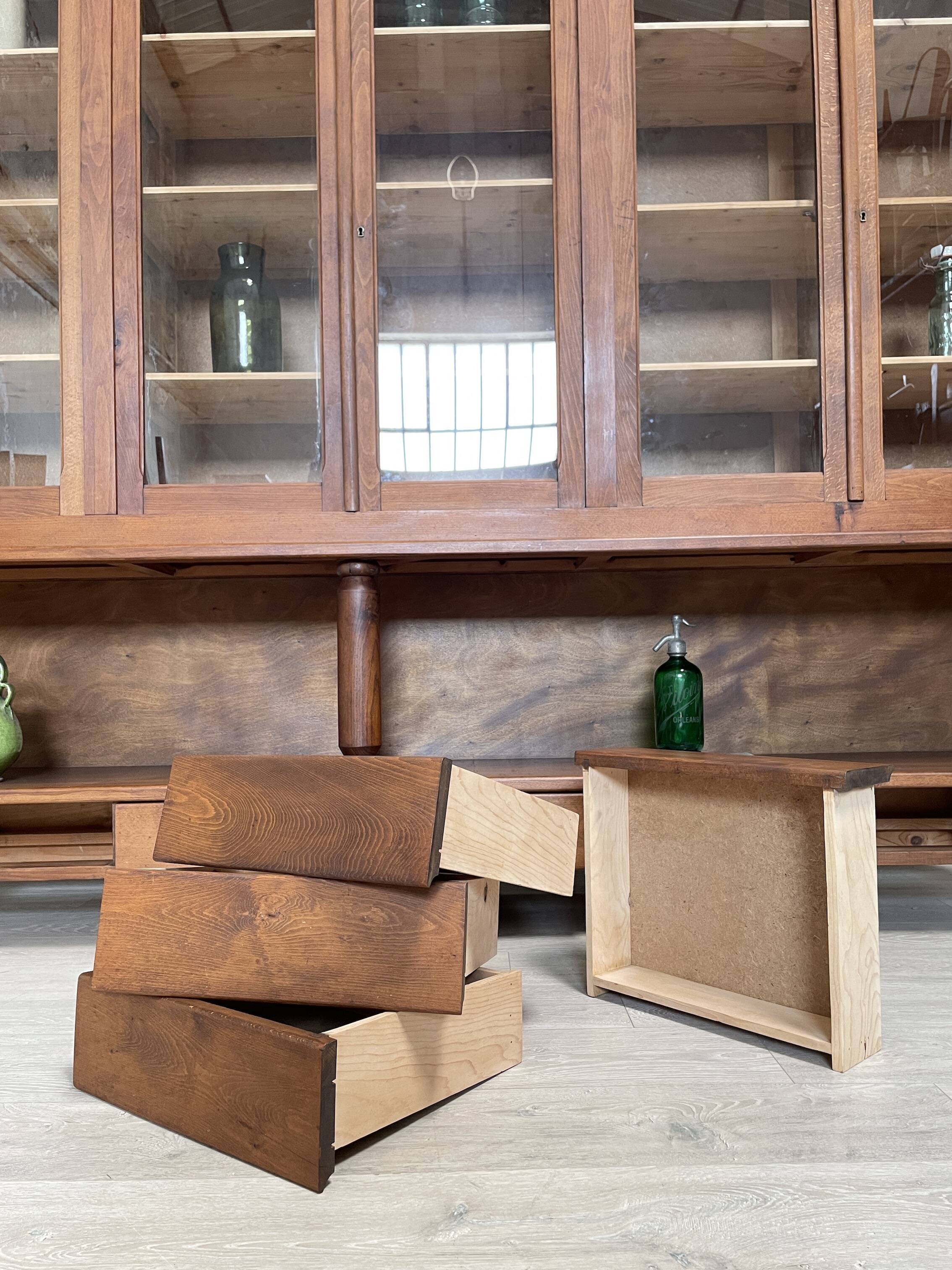 Solid wood display cabinet.