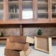 Solid wood display cabinet.