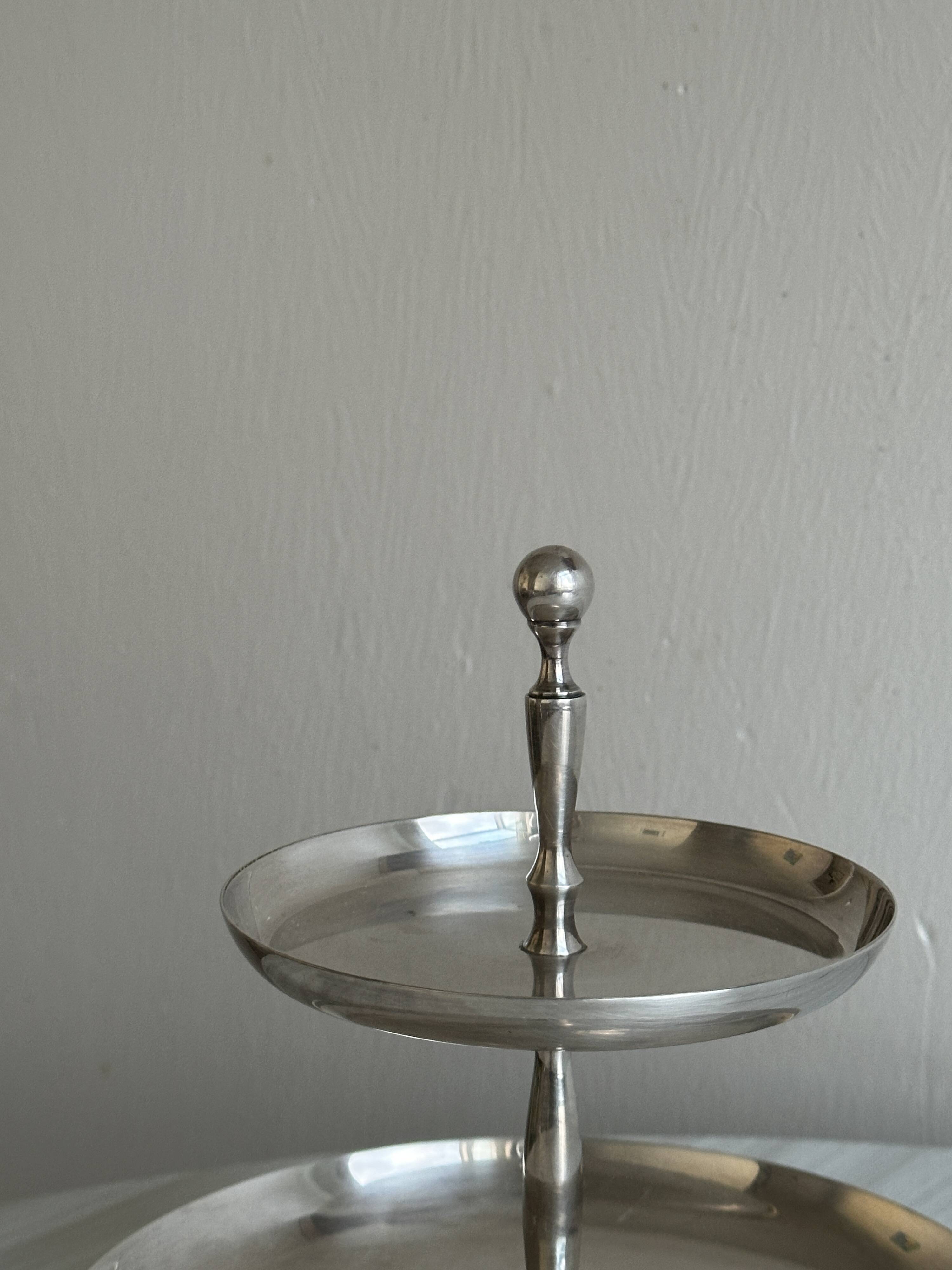 Small silver-plated metal sweets server