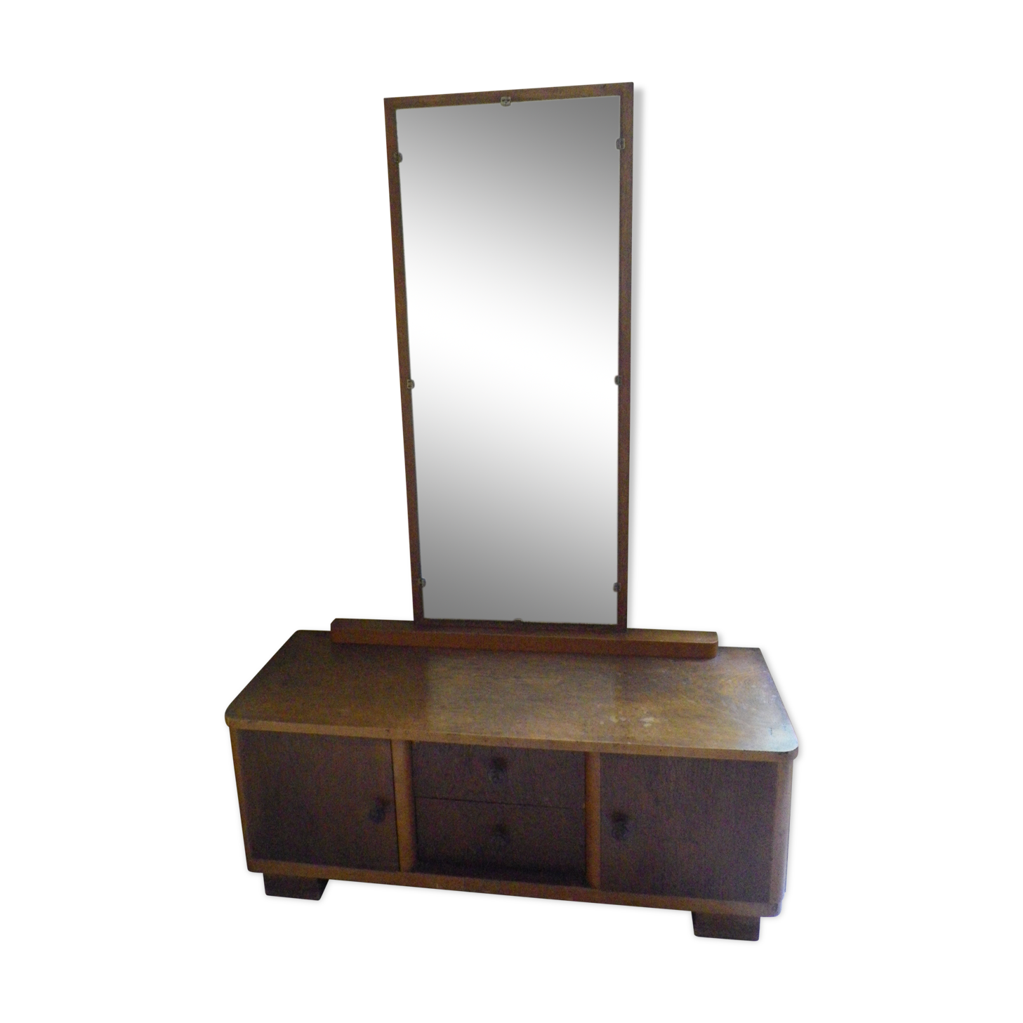 Art deco boat dressing table with large mirror 1940s