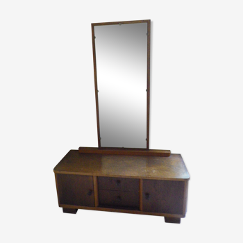 Art deco boat dressing table with large mirror 1940s