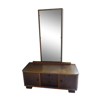Art deco boat dressing table with large mirror 1940s