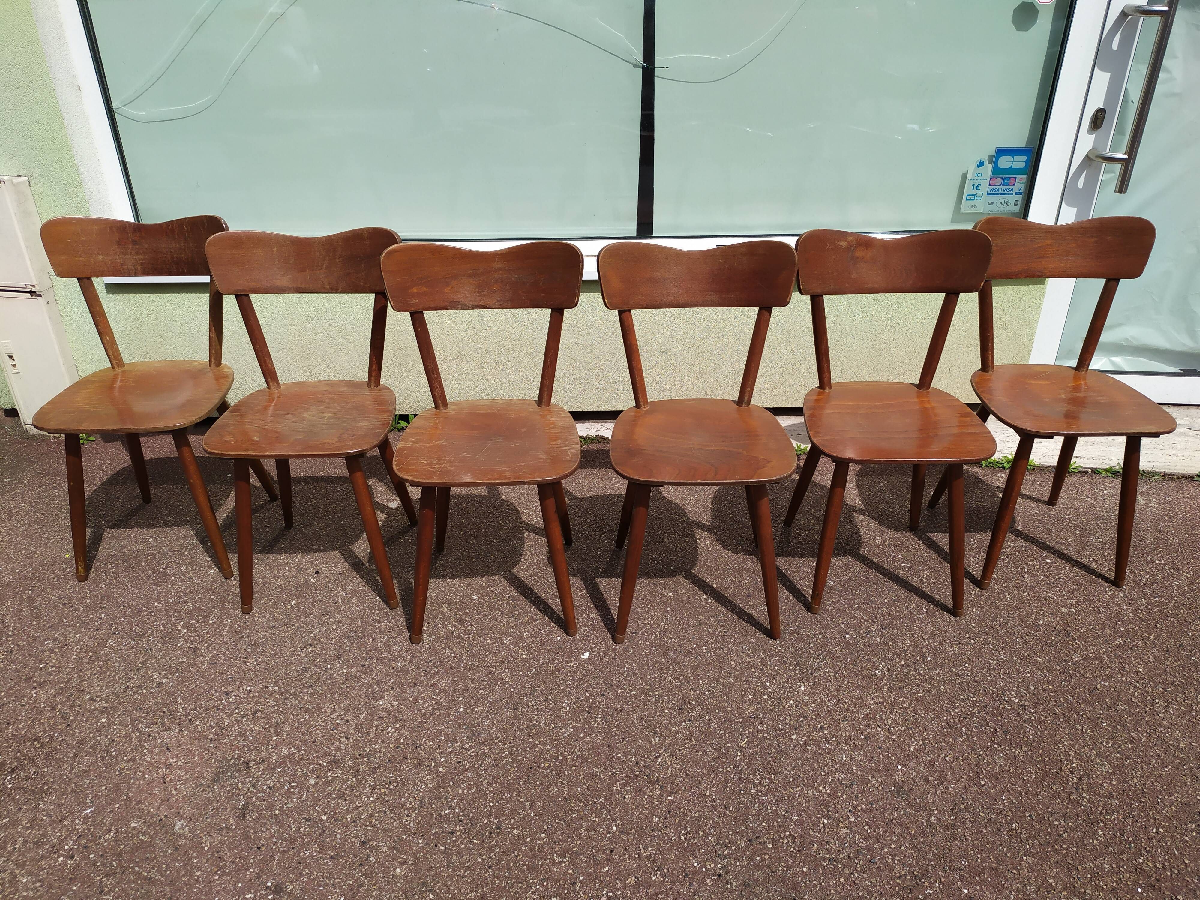 Lot of 6 wooden bistro chairw German
