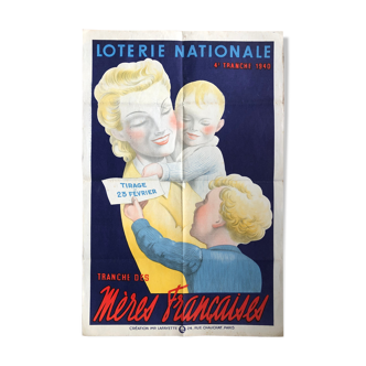 Old poster of the National Lottery 1940 Lafayette printing Paris