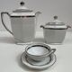 Art Deco service, porcelain with platinum, Kintsugi restoration.