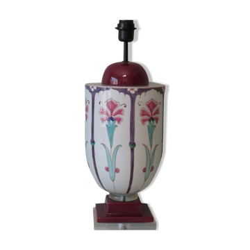 Ceramic lamp stand with floral pattern of Art Nouveau inspiration, 1960-1970