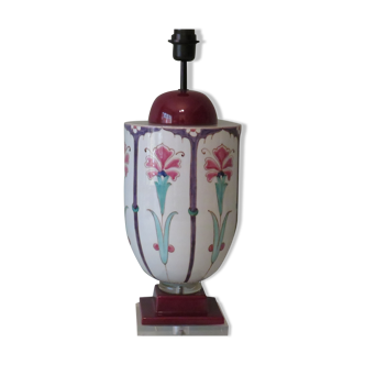 Ceramic lamp stand with floral pattern of Art Nouveau inspiration, 1960-1970