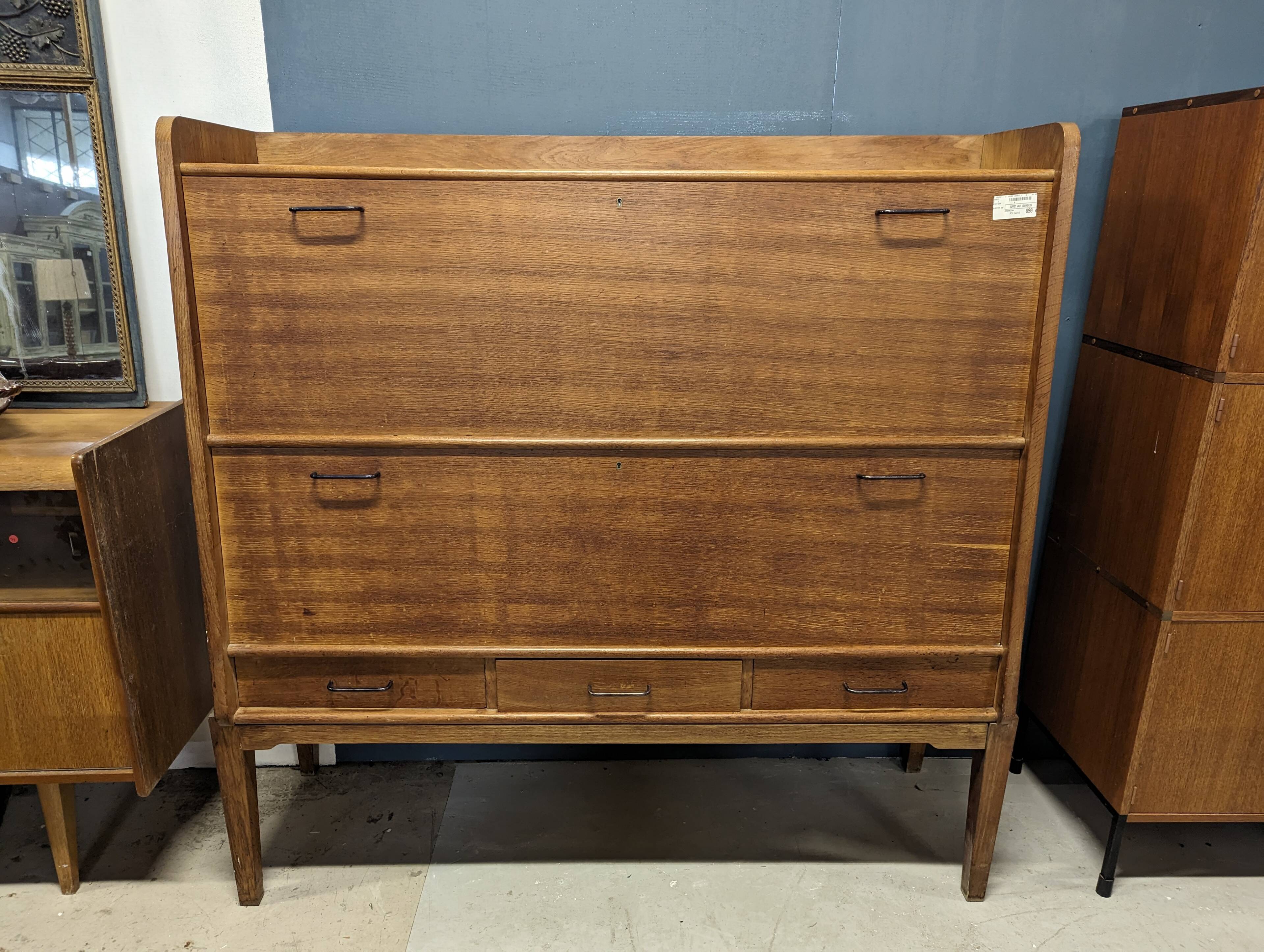Large oak secretary from the 1940s