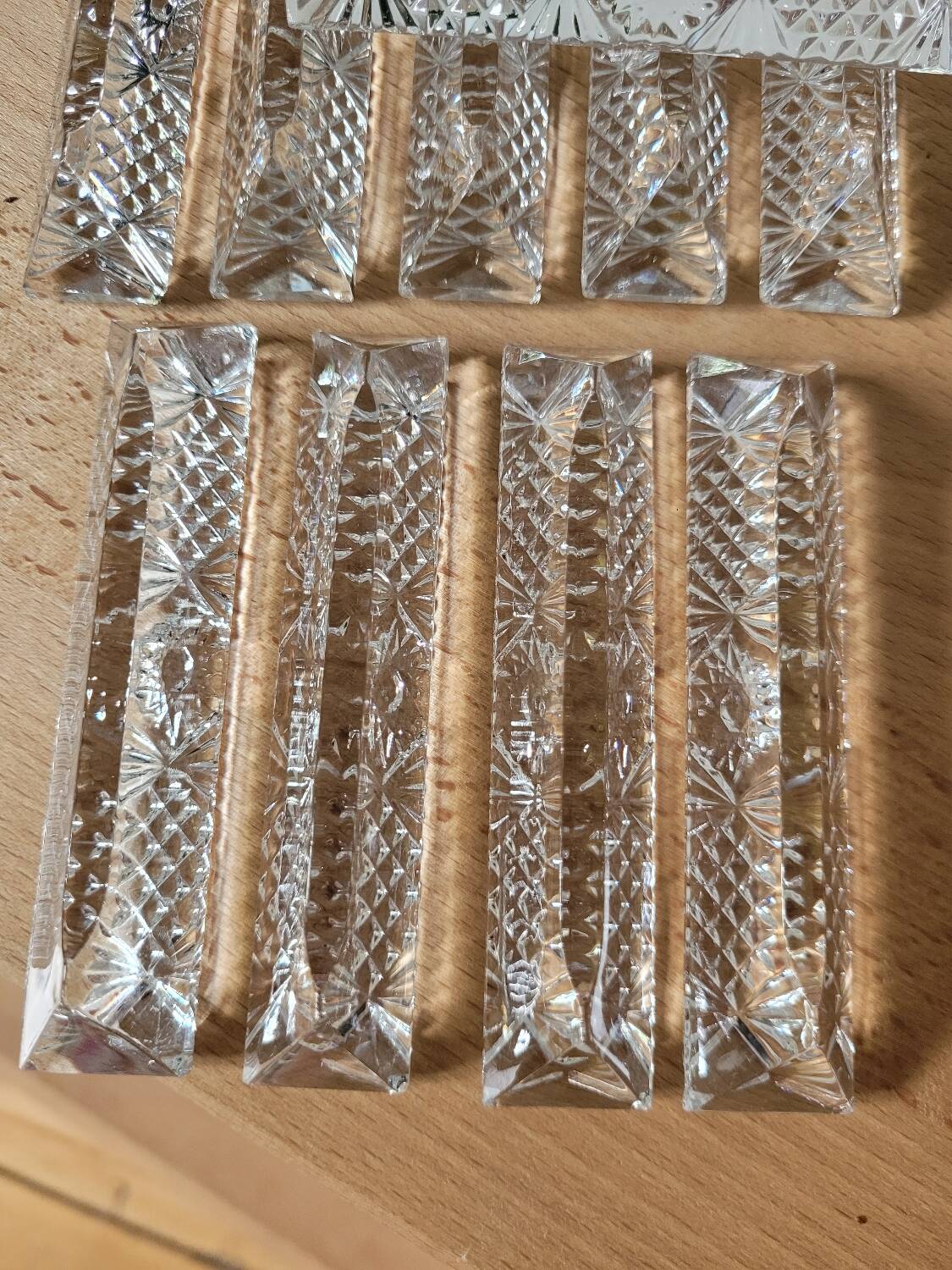 Set of 11 crystal knife holders