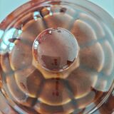 Vintage brown glazed earthenware teapot, mid-century sculptural decor.