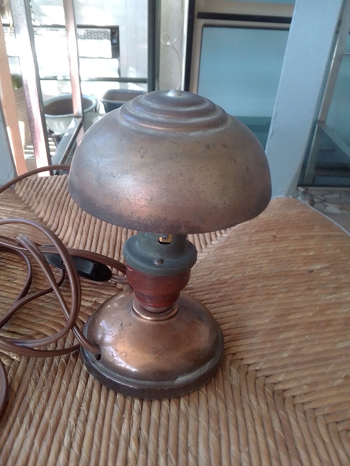 Bedside lamp copper and wood