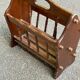 Vintage magazine rack, solid wood document holder with handle