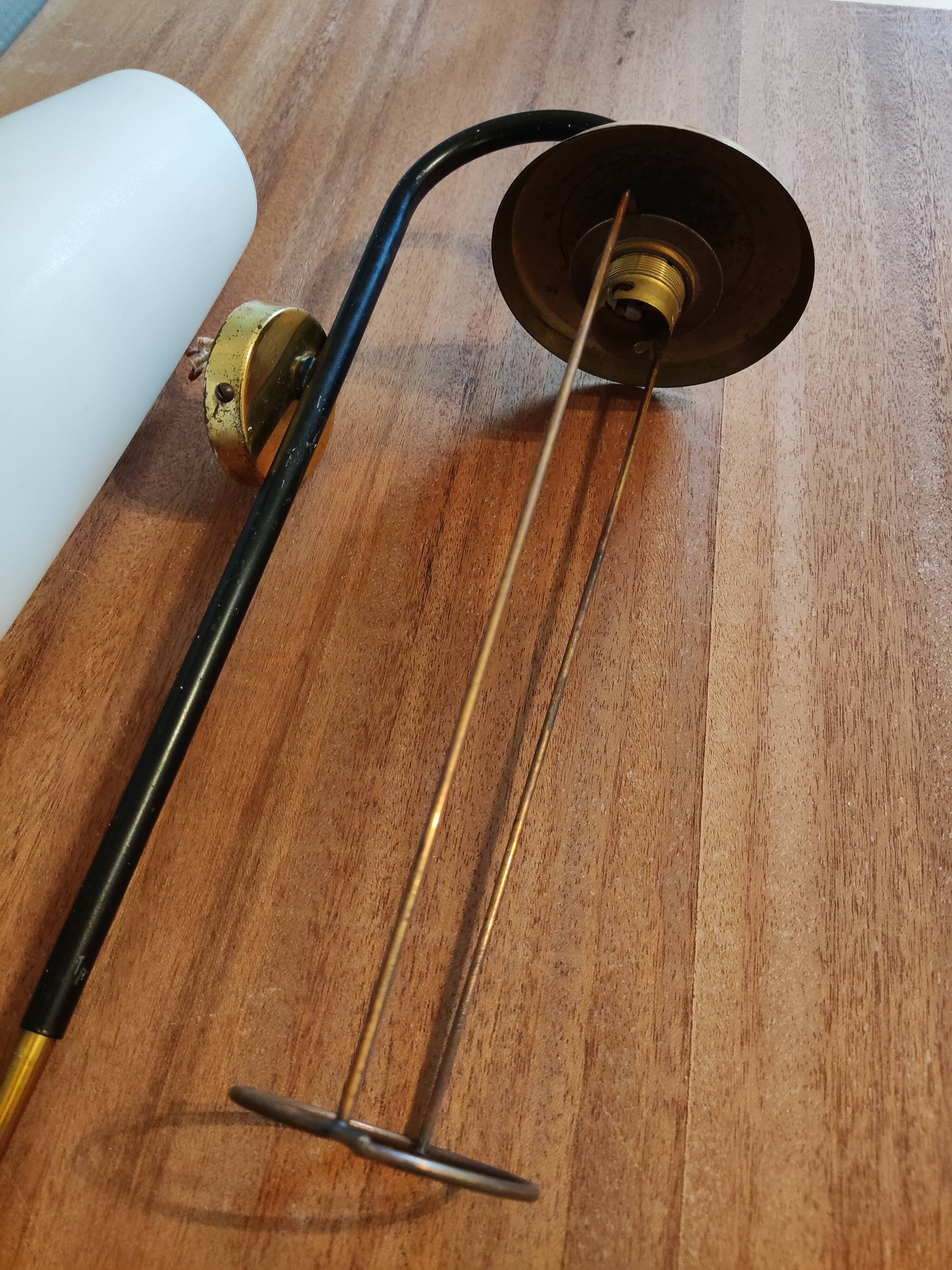 Brass and white opaline wall light